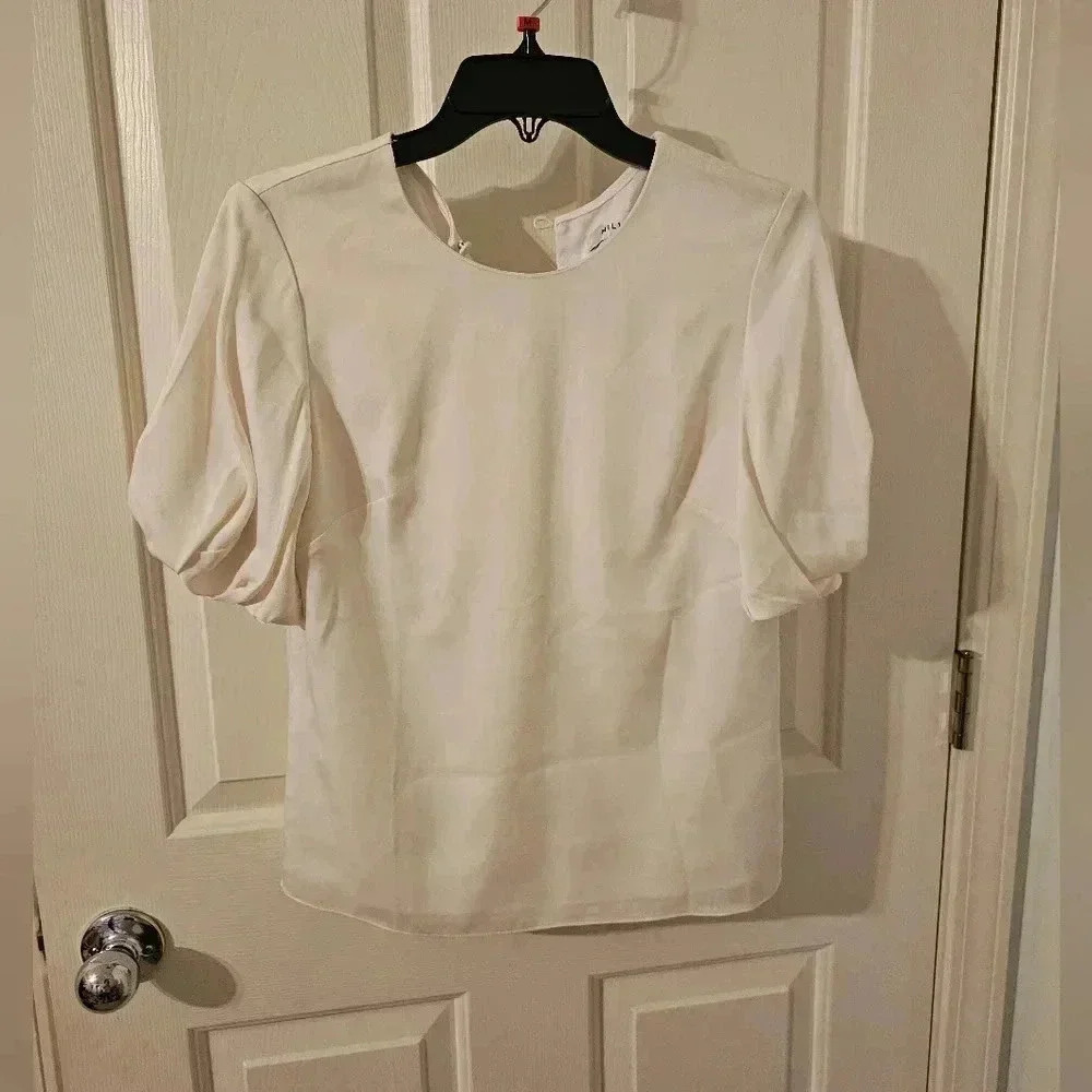 Milly Women's Evelyn Puff Sleeve T Shirt Size 4 Silk